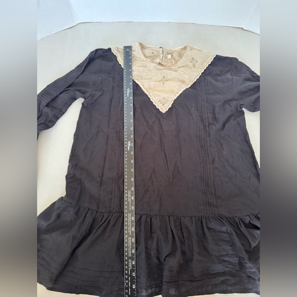 Free People Heart of Darkness Cutout Black Cream Tunic Top Lace Women’s large - Picture 10 of 10